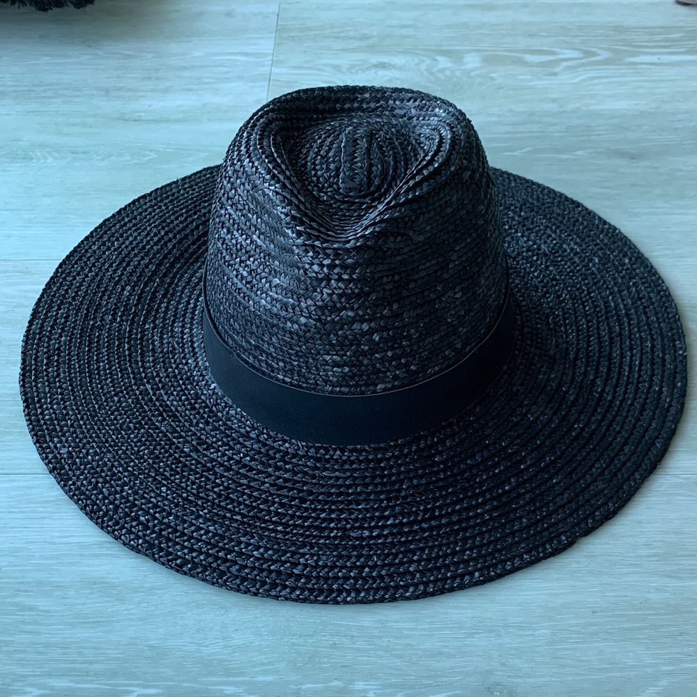 NOAKE, 100% Straw, Stylish Black Straw Fedora Hat